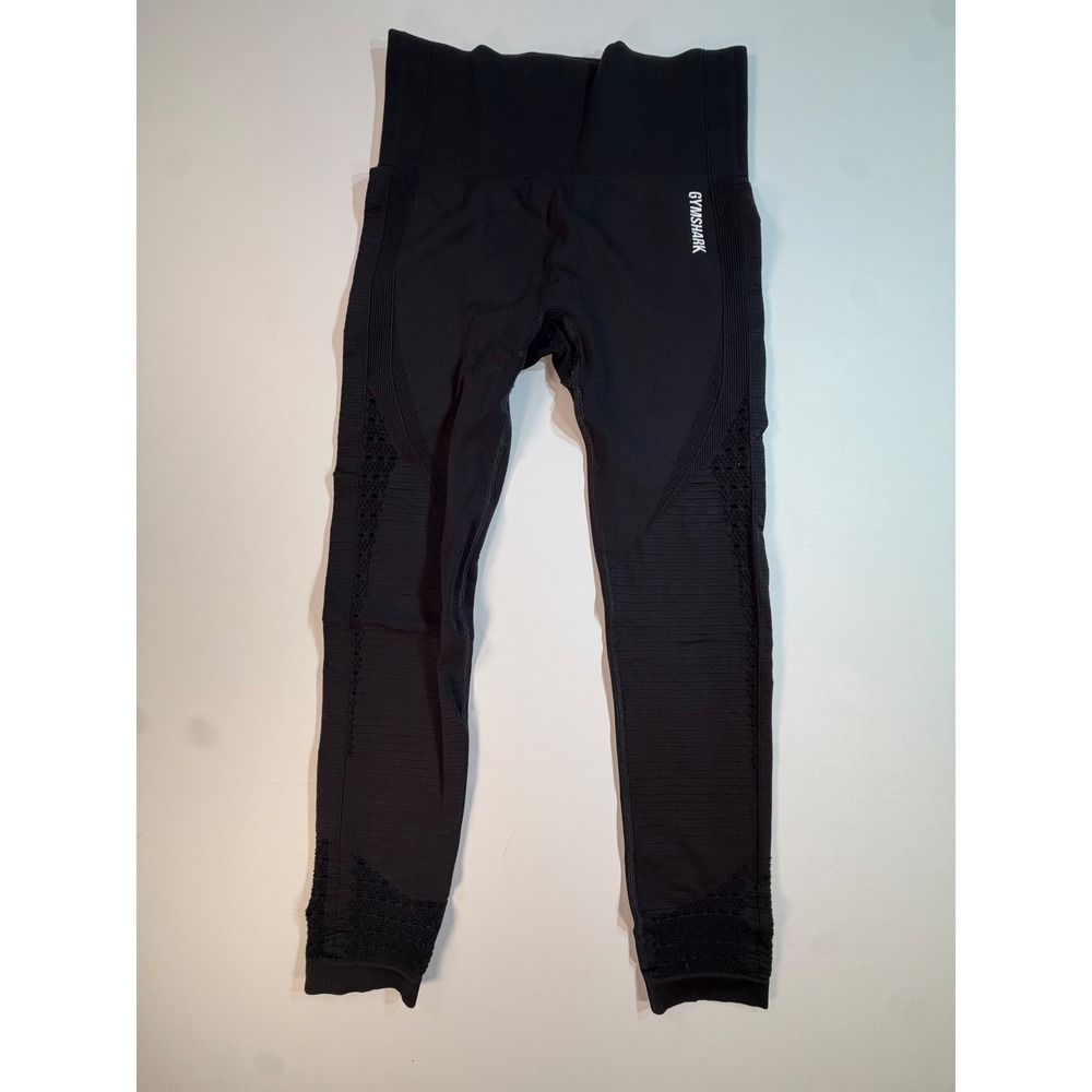 Gymshark Energy+ Seamless Leggings Black High Waisted Eyelet Tights Womens Small